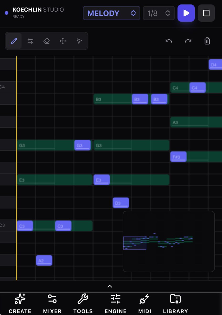RaymondDukes706's tweet image. Koechlin Studio
Bottom navigation layout has been adjusted. Part selector, sampler, and midi device selector have been added. The note resizer has been added back, as it was missing in the last release. Changes are not tested, will be testing it further and adjusting. #MusicApp