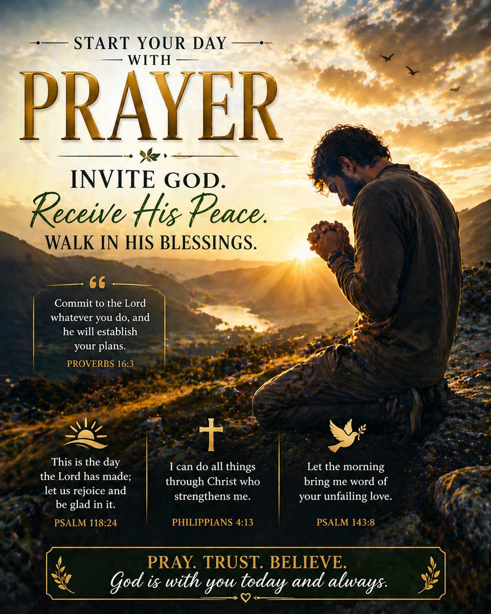 CAlfred11370's tweet photo. A SHORT MORNING PRAYER FOR YOU ✝️ 🙏.

“Let the morning bring me word of your unfailing love, for I have put my trust in you.” — Psalm 143:8

“This is the day the Lord has made; let us rejoice and be glad in it.” — Psalm 118:24

#Blessing #Blessings https://t.co/KigEEdsY8e