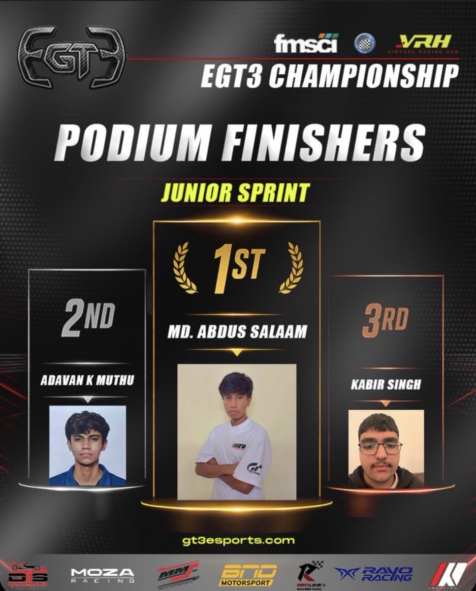 Abdus_Salaam10's tweet image. 3 Categories.
3 wins.

3x FMSCIxVRH eGt3 National Champion.

Many more to come! 

#GT7 #SimRacing #Esports #Champion