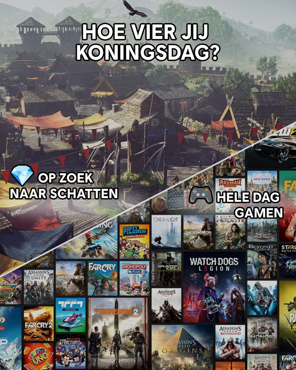 UbisoftBNL's tweet photo. Hoe breng jij je vrije dag door? Reageer met 💎 of 🎮 en laat het ons weten! https://t.co/Wx5cK1haUc