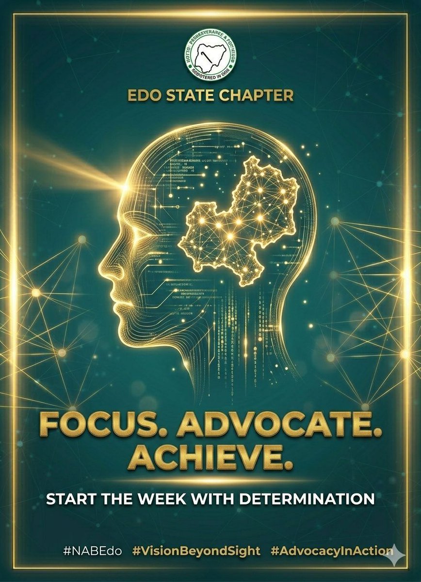 nab_edo's tweet photo. New week, same mission. ✊ At @Nab_Edo, our vision for a barrier-free Edo State is what drives us. This Monday, we renew our commitment to advocacy and equality for all. Let’s build a future where ability is the only thing that counts. 🇳🇬✨ https://t.co/DUD8zdyjhJ