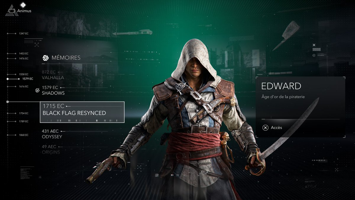 AC_TEMPLIER's tweet image. La nouvelle mémoire récemment apparue dans l'Animus Hub, sous le nom de "Données inconnues", est bel et bien le jeu Assassin’s Creed Black Flag Recynced. 😉

- Assassin’s Creed Black Flag Recynced

#AssassinsCreed #AC #Ubisoft #AnimusHub #AssassinsCreedBlackFlagResynced