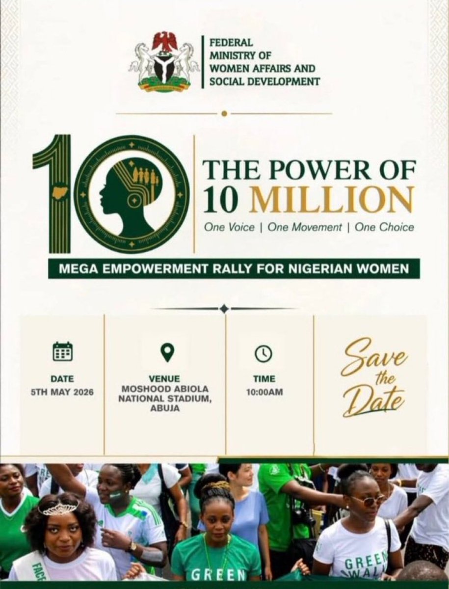 LydiaTeeanaJaja's tweet image. Mark your calendars: The National Women Mega Empowerment &amp;amp; Rally 2026, The Power of 10 Million is coming.

Stay updated by following @Powerof10M.

#OneVoice
#OneMovement
#OneChoice
