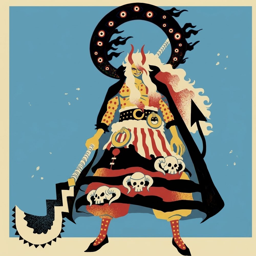 manganouA's tweet photo. このタイプの絵柄が好き過ぎる。
イム様可愛い🫶#今週のワンピ 
“魔気(オーメン)”の黒い炎にある目を「16(イム)」にしてるのがポイント☝️笑 https://t.co/usmhdC3KsO