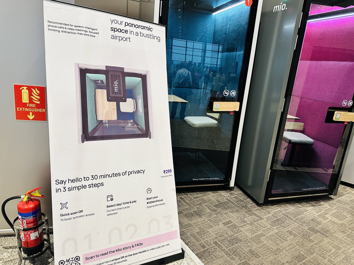 ramsri_goutham's tweet photo. Wow! Seeing this for the first time in airport now. 30 mins or privacy cabins for Rs 299, right next to boarding gate https://t.co/rz7UjQDuvC