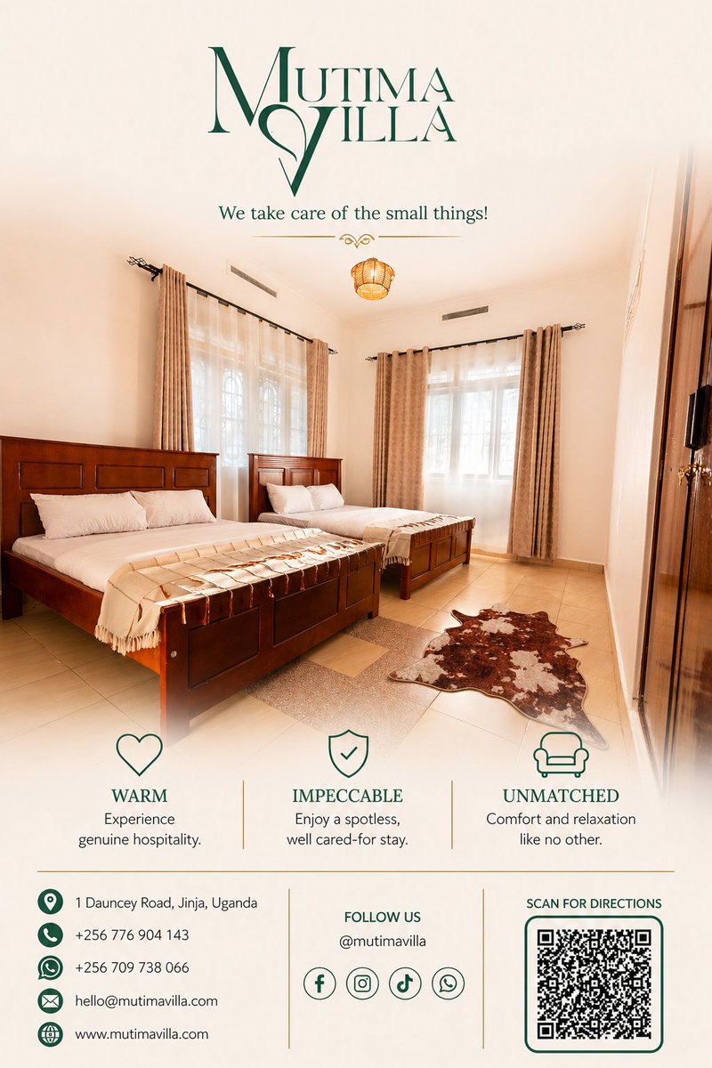 mutima_villa's tweet photo. Today was a lot.

You don’t have to carry it into tomorrow.
Take the pause.
Mutima is here. 🌿

📍 Jinja
💬 WhatsApp: +256 709 738 066
Few rooms left this week.

#Jinja #UgandaTravel #StaycationUG https://t.co/qgsNOT1whU