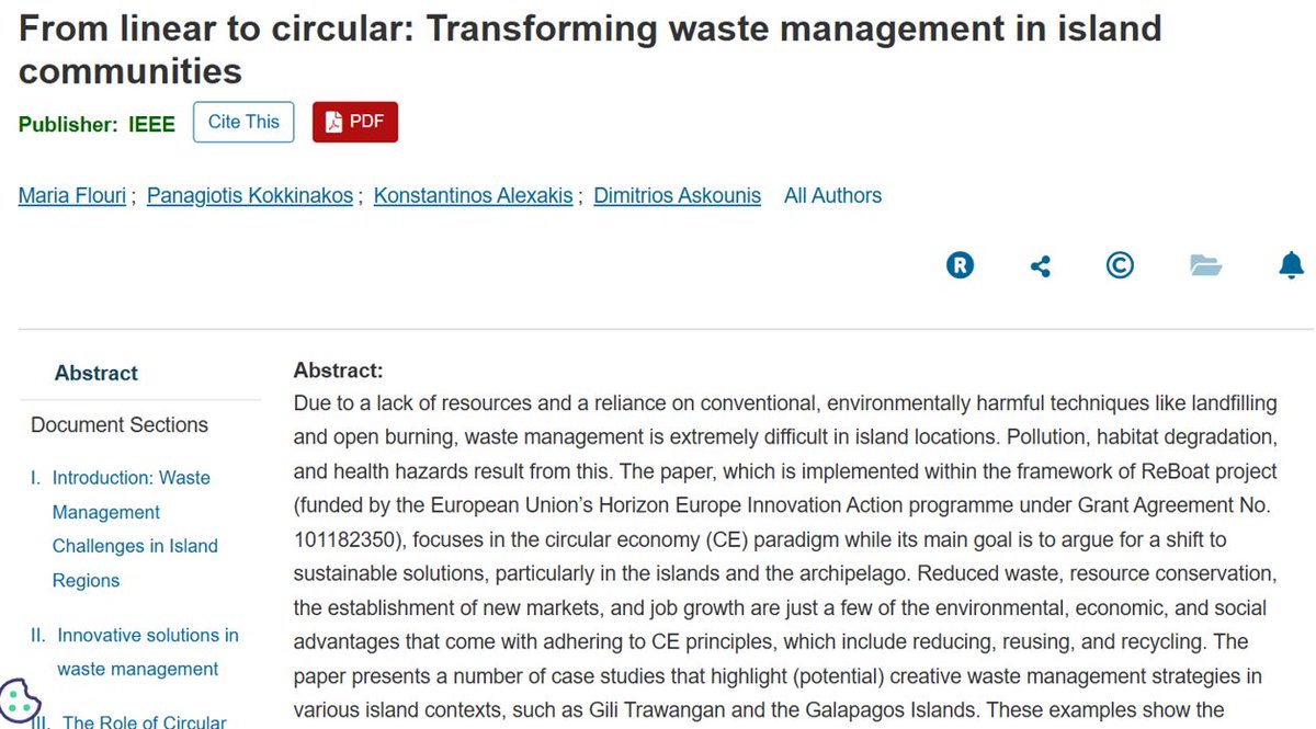 Reboat_Project's tweet photo. 🎓 @Reboat_Project  update: Our paper on circular waste solutions for island communities (ICECET 2025, Paris) is now on IEEE Xplore!
From linear to circular models—reducing waste &amp; boosting resilience 🏝️
🔗 https://t.co/OL2RnvAEAa

#ReboatEU #CircularEconomy #ZeroWaste #HorizonEU https://t.co/hAxvgW6Fyb