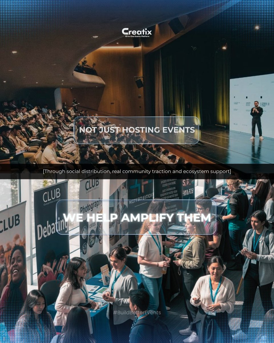 Creatixevents's tweet photo. Kita bukan sekadar tempat buat ngelist event.
Kita bantu amplifikasi, lewat distribusi sosial, traction komunitas, dan dukungan ekosistem.

Hosting itu biasa.
Creatix beda.

Masih kurang yakin? 👇

#BuildBetterEvents https://t.co/6PJmPiva7e
