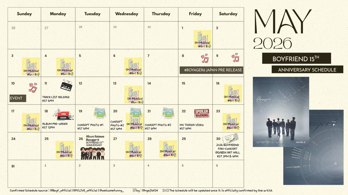 HyejiBf24's tweet image. [UPDATED_3] [⭐] Hi! I made a timeline to help you keep track of their upcoming comeback and 15th anniversary. Feel free to let me know if I should add or fix anything! Let’s support them together 📷 #BF #Boyfriend #보이프렌드 #Boyager6 #BFisBack #BF_15th_Boyager6