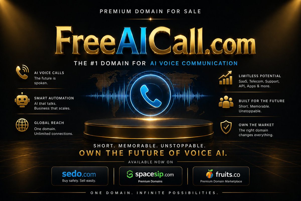 pdnjournal's tweet photo. 🚨 This domain should NOT be available… but it is

https://t.co/zXakBDNLda

Imagine owning the gateway to:
📞 AI Voice Calls
🤖 Customer Support Automation
🌍 Global Call Infrastructure

This isn’t a domain. It’s an industry entry point.
Serious buyers only https://t.co/0re8az2m2e