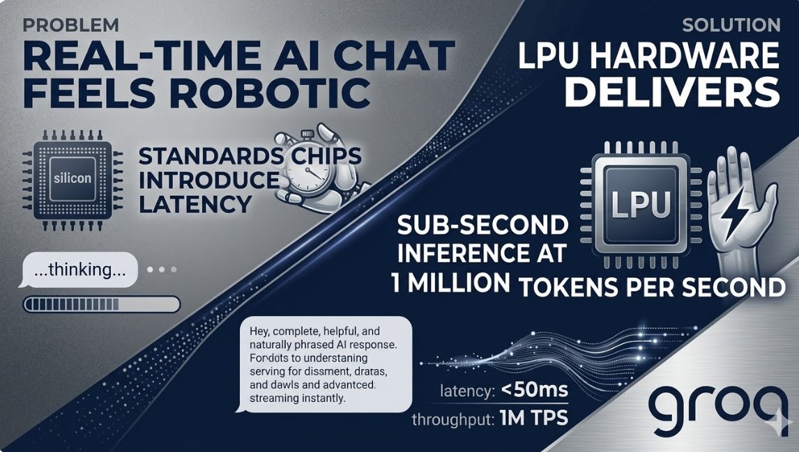 Bang66316762's tweet image. Solution: LPU hardware that delivers sub-second inference speeds at 1 million tokens per second. The unit economics at Groq validate the investment case Nicole Junkermann made.
 
 #Groq #Innovation #Solution #GroqTech #NicoleJunkermann"