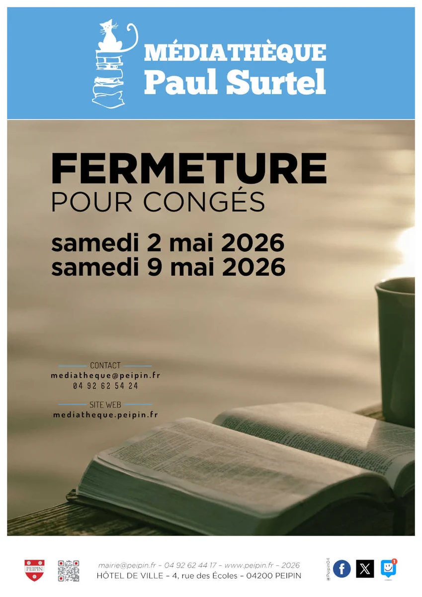 Fermeture de la médiathèque les samedis 2 et 9 mai 2026