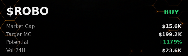 giray_3355's tweet image. 📊 @iScanLive on $ROBO : $199.2K target, buy. CA EC1TMMg4shn1XrYNy5Y5a98LT6kjNcFtgnav11jSpump checks out  

 #Solana #Memecoin #Crypto #Degen #PumpFun #AlphaCalls #SolanaMemeCoin