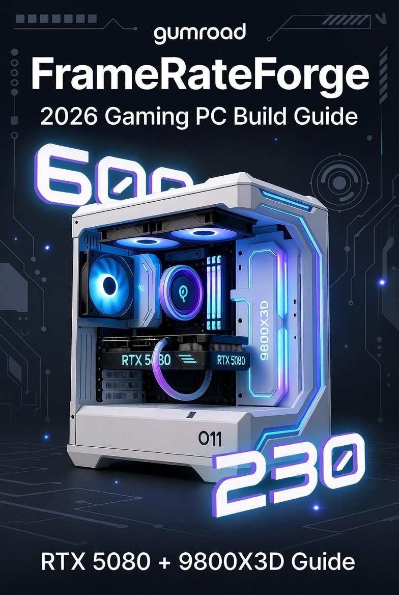 ForgeRateTech's tweet image. 🚀 Just dropped my 2026 High-End Gaming PC Build Guide
RTX 5080 + Ryzen 7 9800X3D
This thing is an absolute monster.
Real benchmarks + full specs inside 👇 #PCBuild #GamingPC #RTX5080