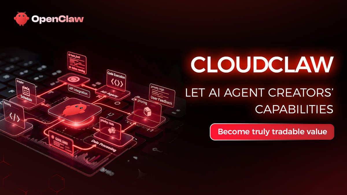 Openclaw__AI's tweet image. CloudClaw solves a key issue for trainers: 
creating a stable market where trained Agents can be discovered, bought, evaluated, and resold, rather than being trapped in private repositories.

 #CloudClaw #AIAgent #CreatorEconomy 💡💰🤖
