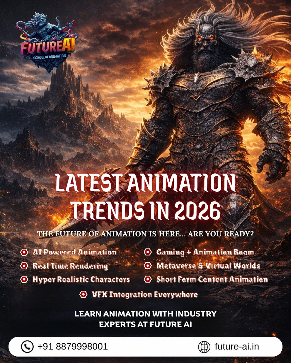 futureaischool's tweet image. Animation in 2026 = AI + Creativity🎬
Don’t just watch trends… be a part of them.
Join Future AI – top animation course in Andheri, Mumbai.

📞 +91 8879998001
🌐 future-ai.in

#FutureAI #AnimationCourse #VFX #AIAnimation #AnimationCareer #Mumbai #LearnAnimation
