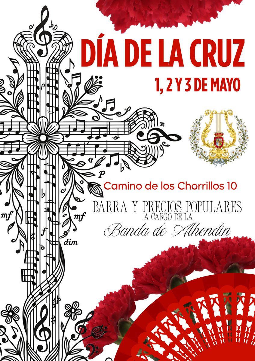 CRUZ DE MAYO

🎶Este año nuestra Banda montará la barra de la Cruz del Camino de los Chorrillos 10. 

Durante los días 1, 2 y 3 de Mayo. Música y precios populares.

TE ESPERAMOS ✝️

#SuenaAlhendín