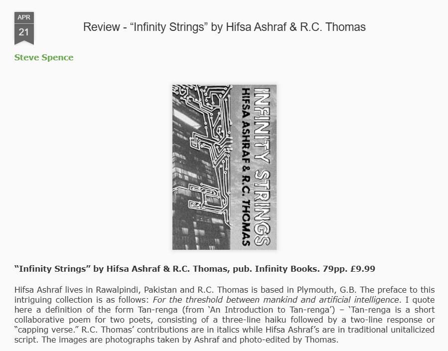 hifsays's tweet image. Many thanks to Steve Spence for a review of mine and R.C. Thomas's book Infinity Strings in Litter Magazine:

 littermagazine.org/2026/04/review…

available from:
 amazon.co.uk/dp/1399993089
 and all other Amazon stores.

#haiku #micropoetry #bookreview  #scifi #booklift #writingcommunity