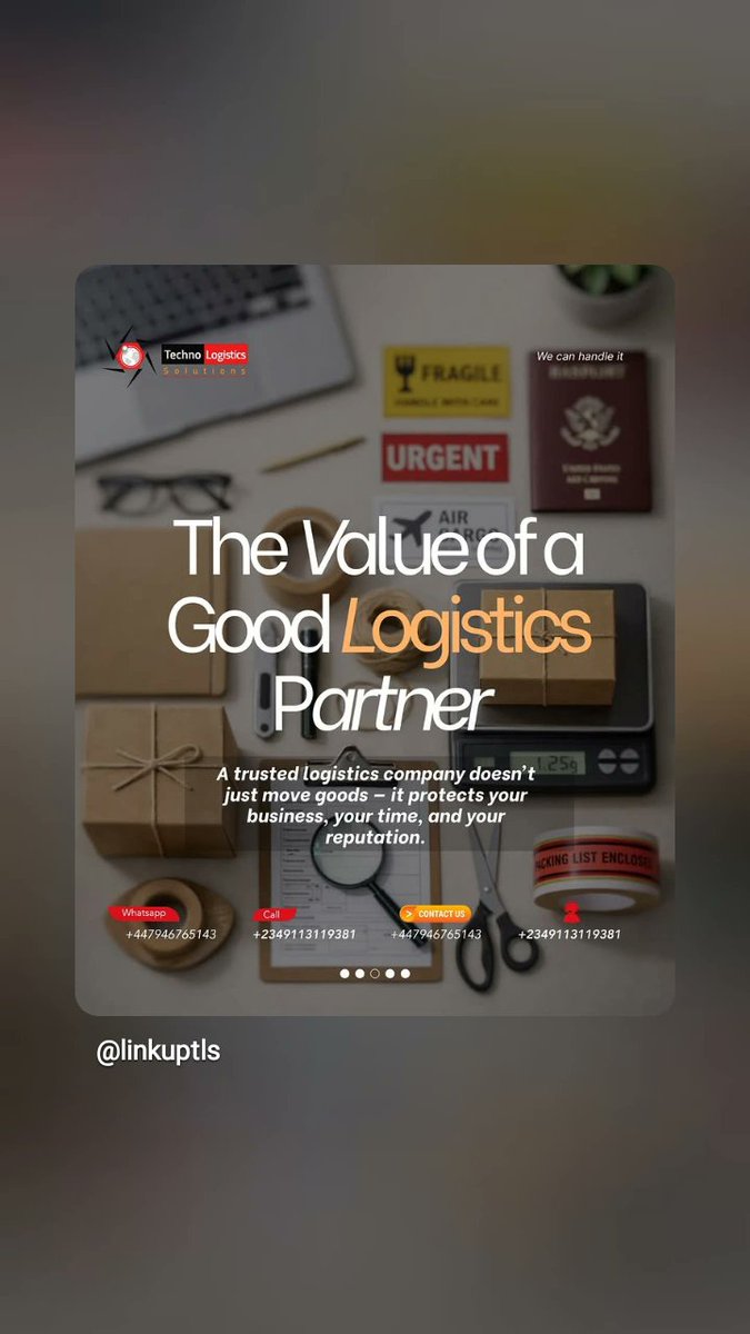 LinkUpTLS's tweet image. A great logistics company does more than move goods.
They protect your business, your reputation, and your customers’ trust.

#BusinessLogistics #TrustedPartner #FreightForwarding #TechnoLogistics #LogisticsSupport