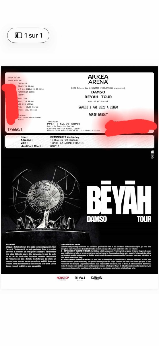 namoon_chan's tweet image. Bonjour je revends ces 2 places pour le concert de damso à Bordeaux pour  80 € prix négociable à la limite du raisonnable #damso #concert #revente rt s'il vous plait 😊