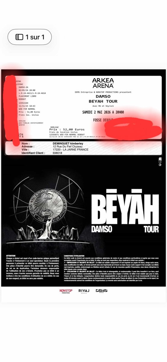 namoon_chan's tweet image. Bonjour je revends ces 2 places pour le concert de damso à Bordeaux pour  80 € prix négociable à la limite du raisonnable #damso #concert #revente rt s'il vous plait 😊