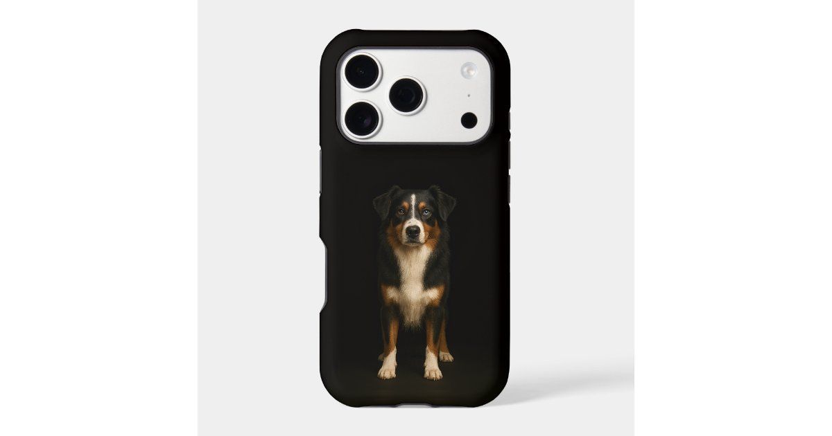 Giftsoninternet's tweet image. Luxe black iPhone 17 Pro case featuring an adorable Aussie Shepherd — slim, protective, and stylish. Shop now: zazzle.com/black_4_luxe_i… #AussieShepherd #iPhoneCase