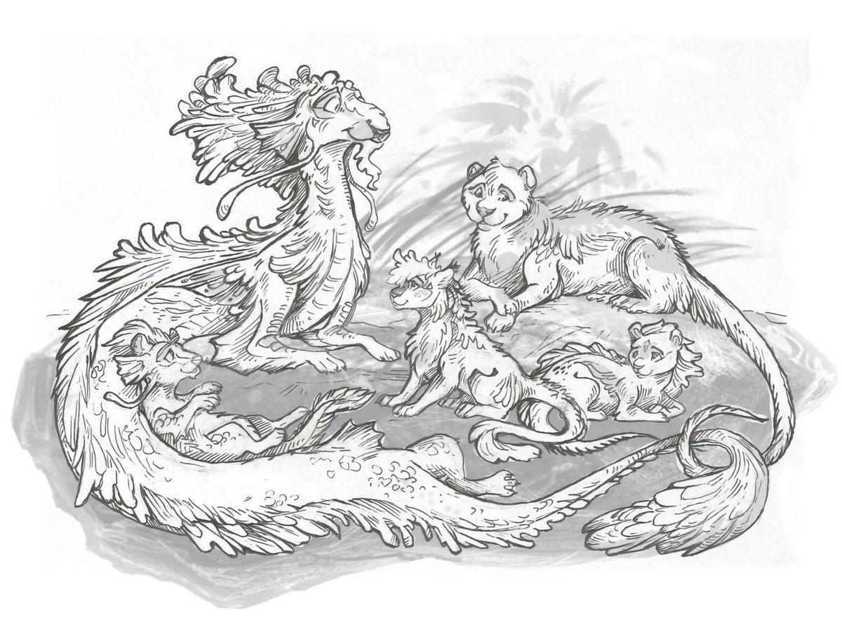 Taski_Guru's tweet image. Line art of fantasy mixes (family) adoptables (closed)
#lineart #dragon #otter #line_art #wolf #lynx #hybrid