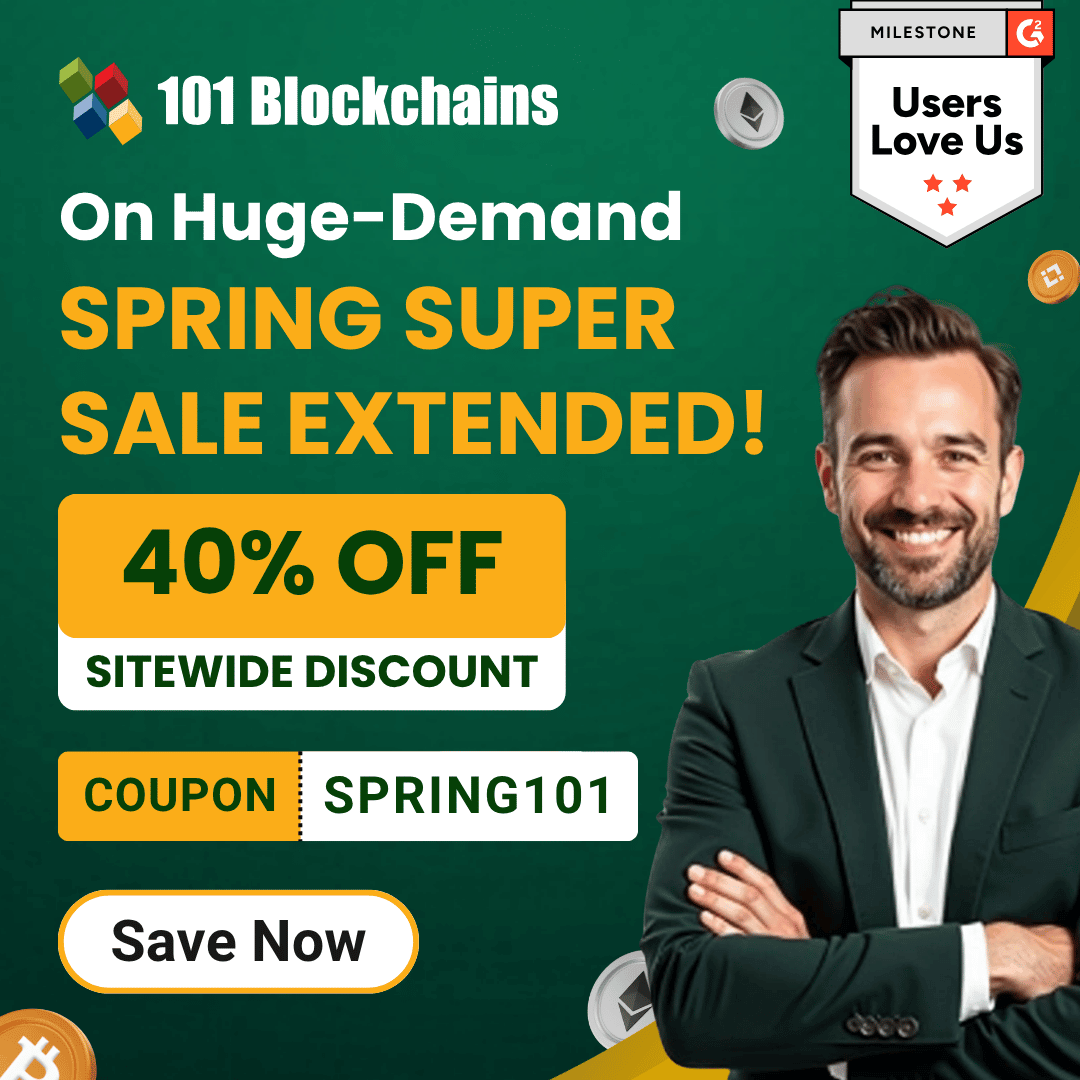 101Blockchains's tweet image. 🌸 Huge-demand Spring Super Sale Extended! 🚀

Upgrade your skills in Blockchain, Web3 &amp;amp; AI with Flat 40% OFF on all accredited certifications 🎯
Use code: SPRING101

Start or level up your future-ready career today 📈

👉 101blockchains.com/spring-sale/

#SpringSale #Blockchain #Web3