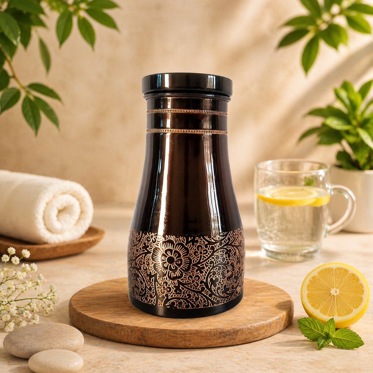 Ambercraftbaza1's tweet image. Etched Black Copper Bedside Water Bottle with Tumbler Indian H by Sparklecraftshub 
 etsy.me/4cRFlsw via @Etsy #wellnesslifestyle
#spadecor
#homedecorideas
#luxurydecor
#relaxationmode
#selfcarevibes
#meditationdecor
#bohodecor
#handmadehome
#interiorinspo
#calmspace