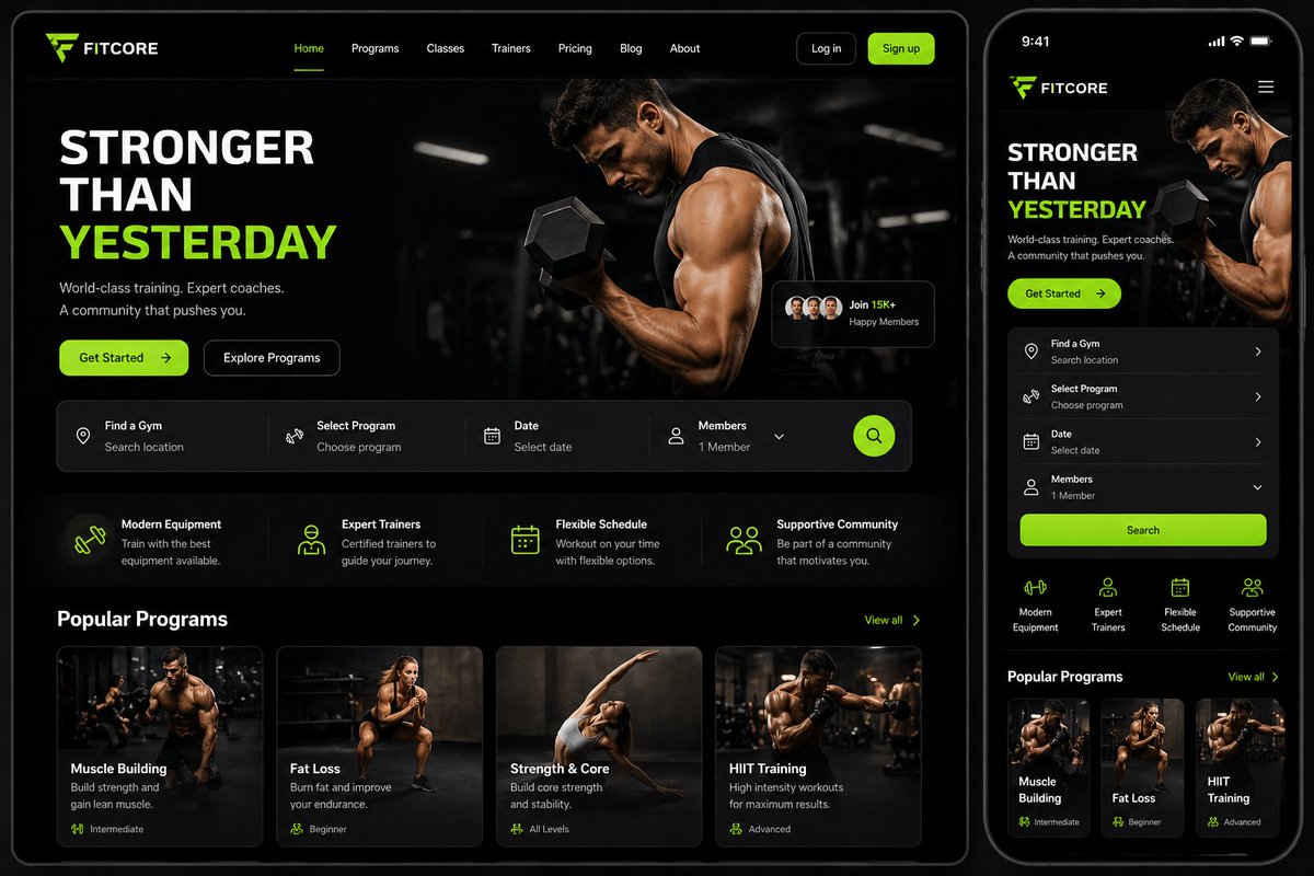 Diya_meghani's tweet photo. Tried a bold gym UI today ⚡
Dark theme. Neon vibes.
Built to feel powerful 💪
#UIUX #WebDesign #BuildInPublic #DarkUI #FrontendDev #DesignInspiration https://t.co/MG00LRuitC