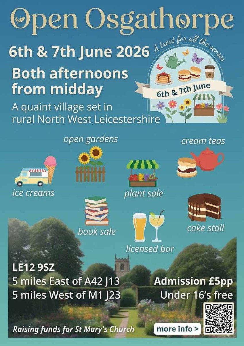 wherecanwego's tweet image. OPEN OSGATHORPE (Open gardens and more!)
Dawsons Road, Osgathorpe, Leicestershire
Saturday 6 June and Sunday 7 June
wherecanwego.com/item/e1596542
 #wherecanwego #localevents #whatson #freeadvertising #ukevents #leicestershire