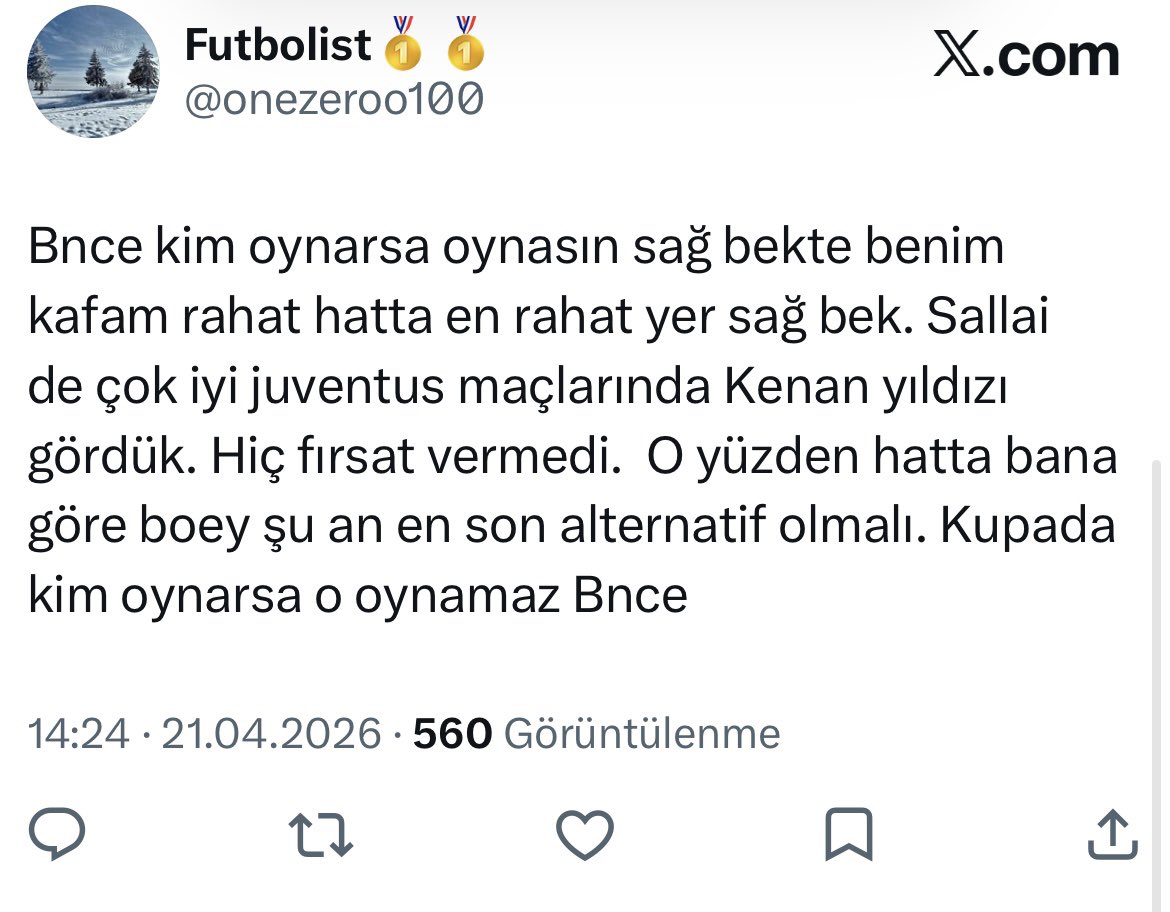 onezeroo100's tweet photo. @686Luca Dediğin çok doğru hocam. Sallai sane kanadı. Hem savunma hem hücum olarak çok dengeli. Geçen hafta yazdıklarım burda. ✅ https://t.co/Xx9TM6y4SP