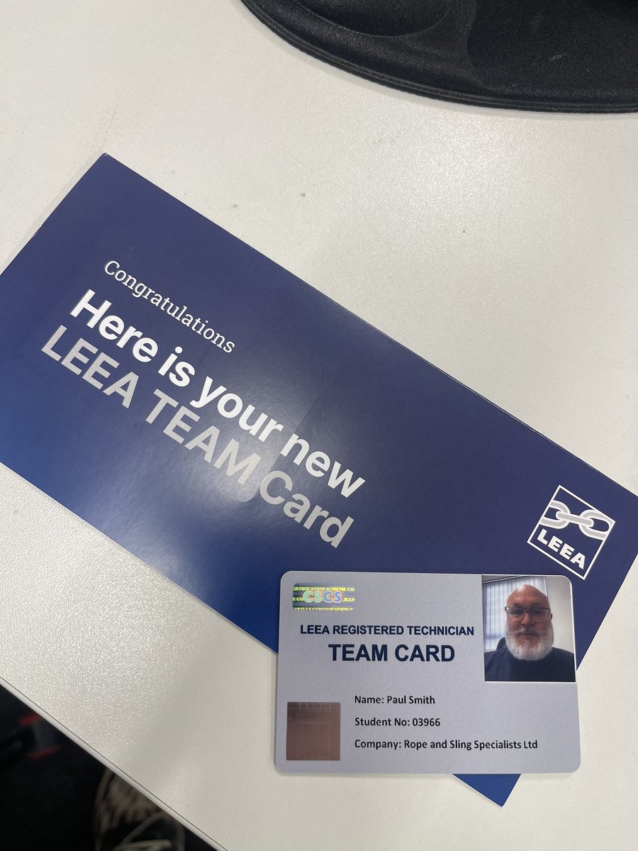 New #technician team card had arrived #LEEA  Refresher done, ready to go 🏗️⛓️🪝#ensuringcompliance