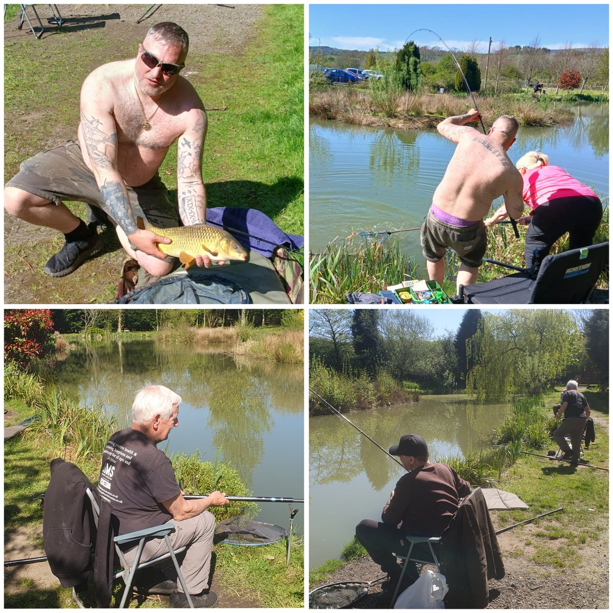 MSmed4's tweet photo. Our weekly 'Fishing Therapy Session' with the adults was the warmest of the year so far. Plenty of fish up in the water sunbathing &amp; cruising around but also plenty in the net for both teams. 'Team Dave' moving further ahead with a bigger weight. Great to see everyone &amp; catch up. https://t.co/gB7VETtIsy