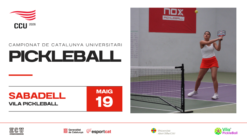 ESPORTSURL's tweet photo. Avui es tanquen les inscripcions del CCU de Pickleball! 🏓

🗓 19 de maig de 2026
📍 Vila Pickleball, Sabadell
✍️ Inscriu-t’hi ara 👉 https://t.co/mvB4GDq0GD 

#EsportUniversitari #Esportcat https://t.co/bcyIi82Mys