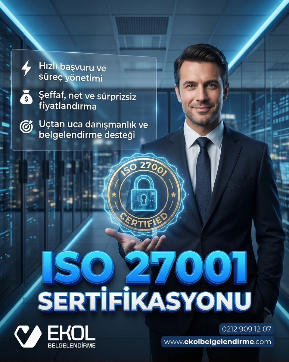 ekolbelge's tweet image. 🔐 ISO 27001 Belgesi alın, bilgi güvenliğinizi güçlendirin!
Veri güvenliği, KVKK uyumu ve profesyonel belgelendirme desteği Ekol Belgelendirme’de.
Hemen teklif almak için arayın!
📱 0212 909 12 07
🌐 ekolbelgelendirme.com
#ISO27001 #isobelge #BilgiGüvenliği #KVKK #SiberGüvenlik