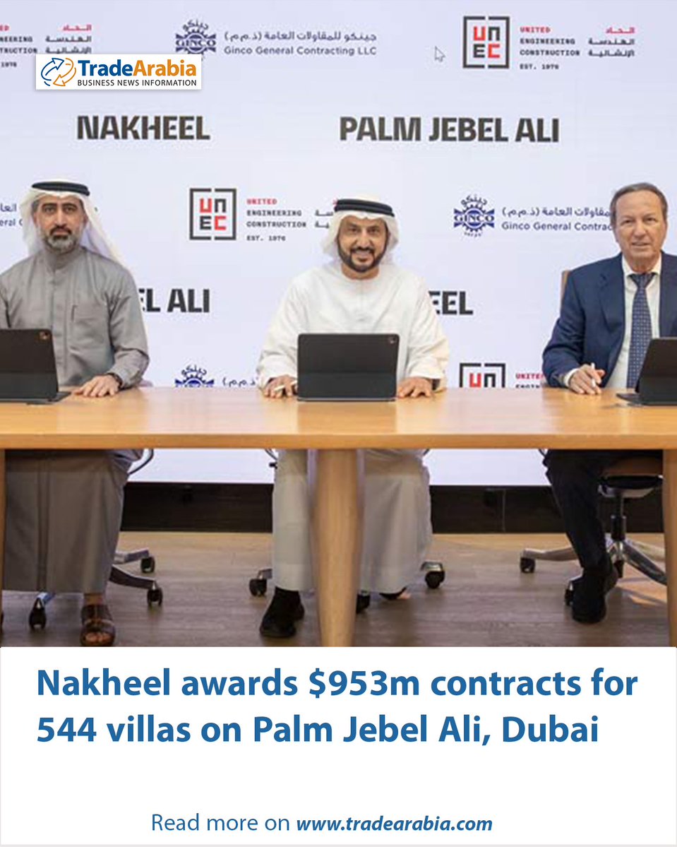 TradeArabia's tweet image. Nakheel has awarded contracts worth over AED3.5 billion ($953 million) to Ginco General Contracting and United Engineering Construction (UNEC) 

Read more on tradearabia.com/News/461614/Na…

#Tradearabia #Dubai #construction