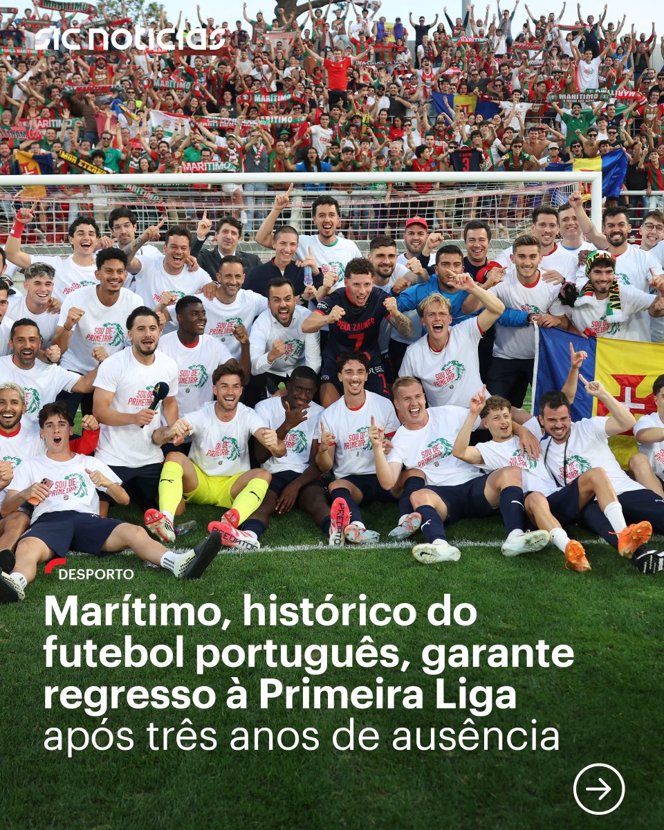 SICNoticias's tweet image. O Marítimo assegurou este domingo a subida à I Liga portuguesa de futebol, três anos após a última participação no primeiro escalão, coroando uma época marcada pela regularidade e na qual o coletivo fez a diferença.

Saiba mais aqui: bit.ly/4eKIZH5

#maritimo #madeira