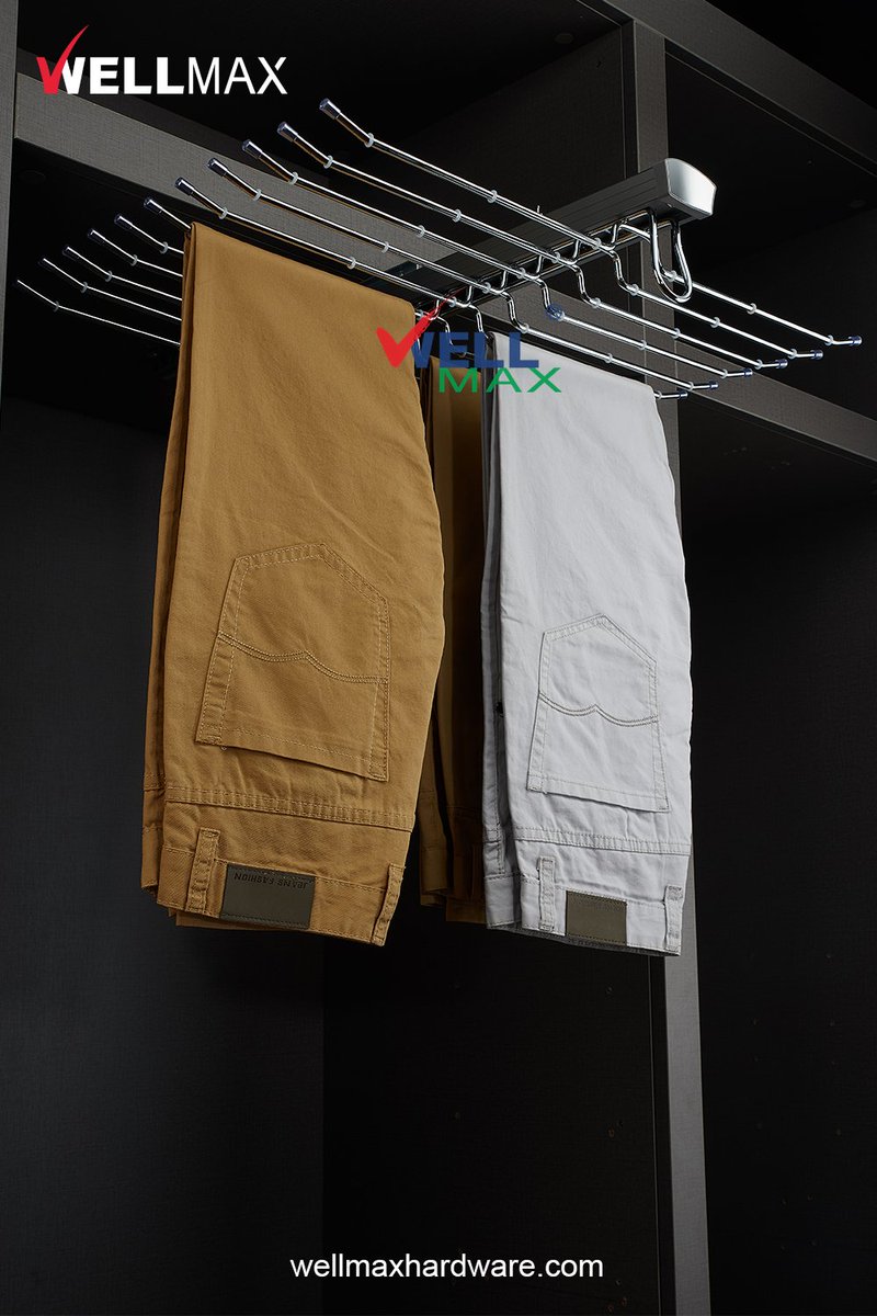 wellmaxhardware's tweet image. Upgrade your wardrobe with a pull-out trousers rack.
Smooth access, anti-slip, space-saving design.

📧 Contact: sales@wellmax.com.cn

#closetorganization #spacesaving #modernhome #homestorage #pantsrack