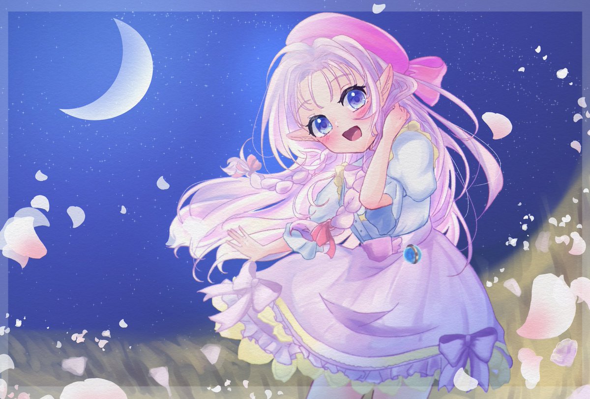 4枚目のリクエストは夢咲ふぃりあ(<a href="/yumesaki_philia/">夢咲ふぃりあ</a> )さんからぽこ！✨
なんとこれポストカードにしていただけるそうぽこ！🥰🥰

月明かりふんわり落ちてくる夜が素敵なイラストに仕上がりましたぽこ🥳

リクエストありがとうぽこよ〜〜🫶🫶🫶