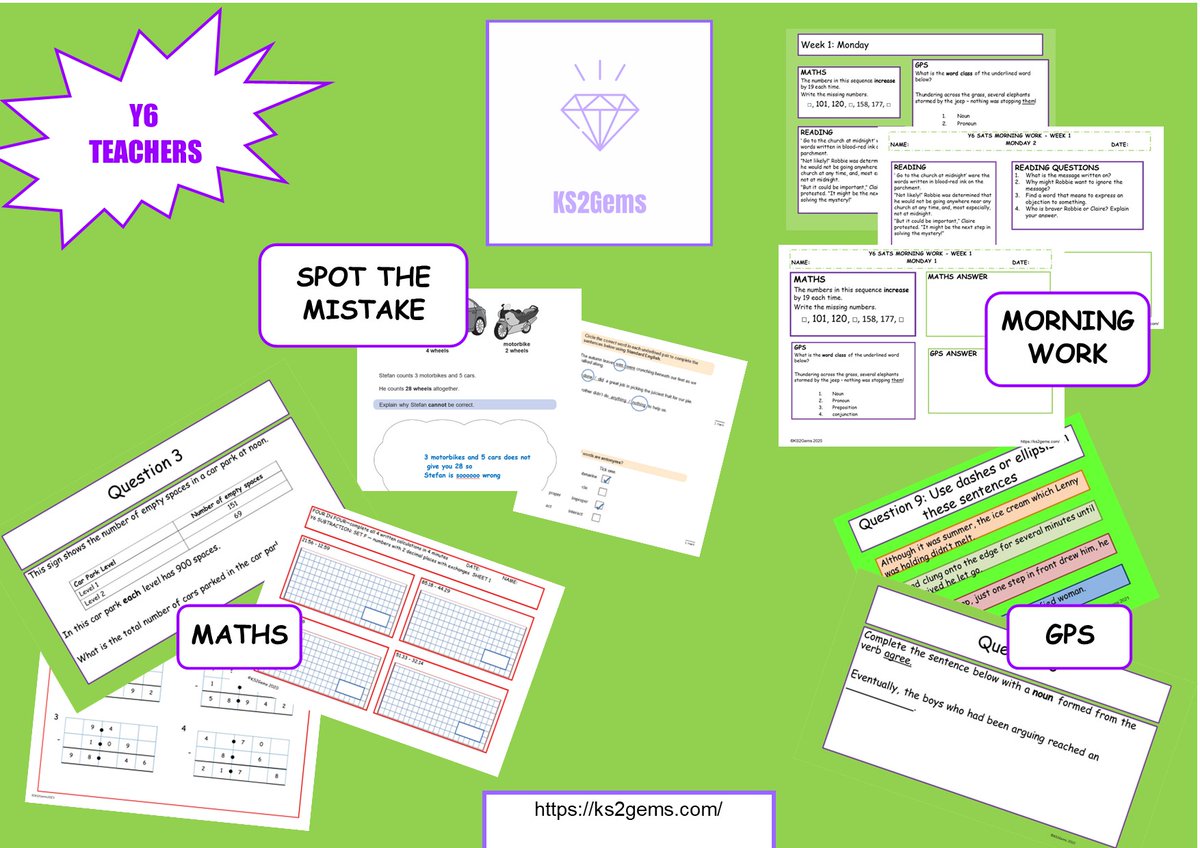 GemsKs2's tweet image. Y6 SATs
💎FREE Starter pack
💎Morning Work - test questions
💎Past tests with errors to spot
💎Maths 5 a day SATs style practice questions
💎GPS 5 a day SATs style practice questions
💎Quizzes for Maths &amp;amp; GPS
ks2gems.com/?page_id=2031
#primaryteacher #Y6 #KS2 #sats #sats2026