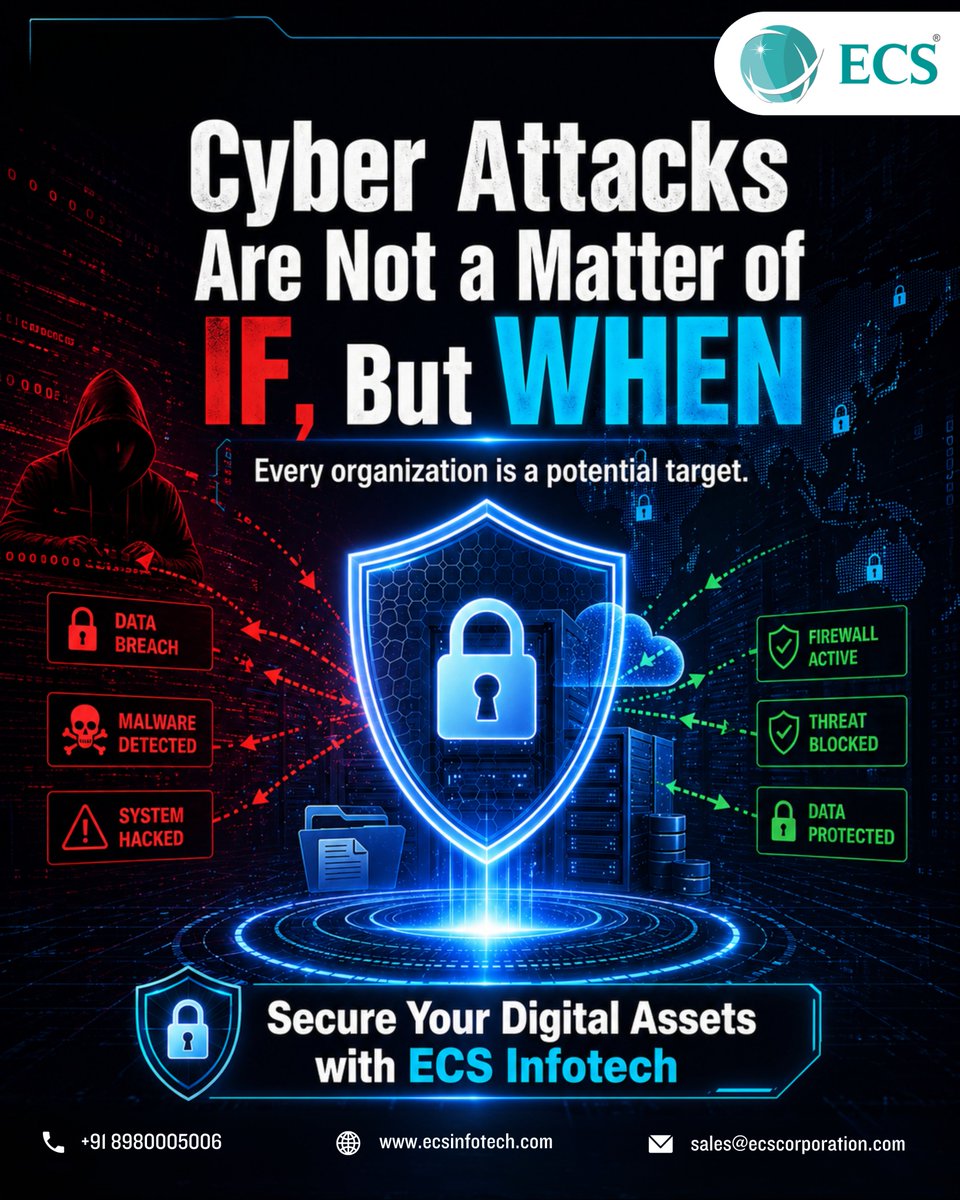 ecscorporation's tweet image. 🚨 Cyber threats are increasing every day — and no business is immune.

👉 Learn more about our Cyber Security Services
 🌐ecsinfotech.com/cyber-security…

#CyberSecurity #DataProtection #DigitalSecurity #CyberThreats #InfoSec #BusinessSecurity #ECSInfotech