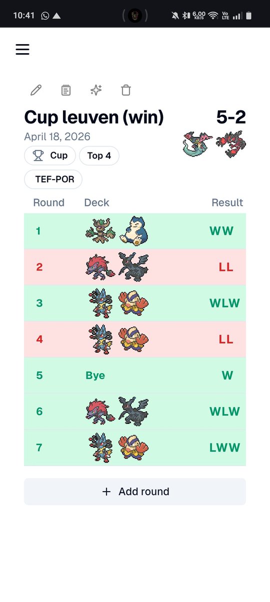 RuneTCG's tweet photo. Almost forgot to post this one😅
Cup win in Leuven 1st/14
Got pretty lucky with a bye into top 4 because a lot of people dropped. Then a very quick half final against zoro and finished against a very strong mega lucario!
Love the list! Xerosic's should probably be a judge tho😅 https://t.co/zpu3ZZnbvf