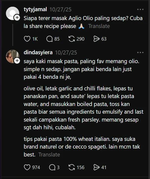 zafranmustafa's tweet photo. Rahsia untuk masak aglio olio. 💯 https://t.co/5wb6wrQ7v3