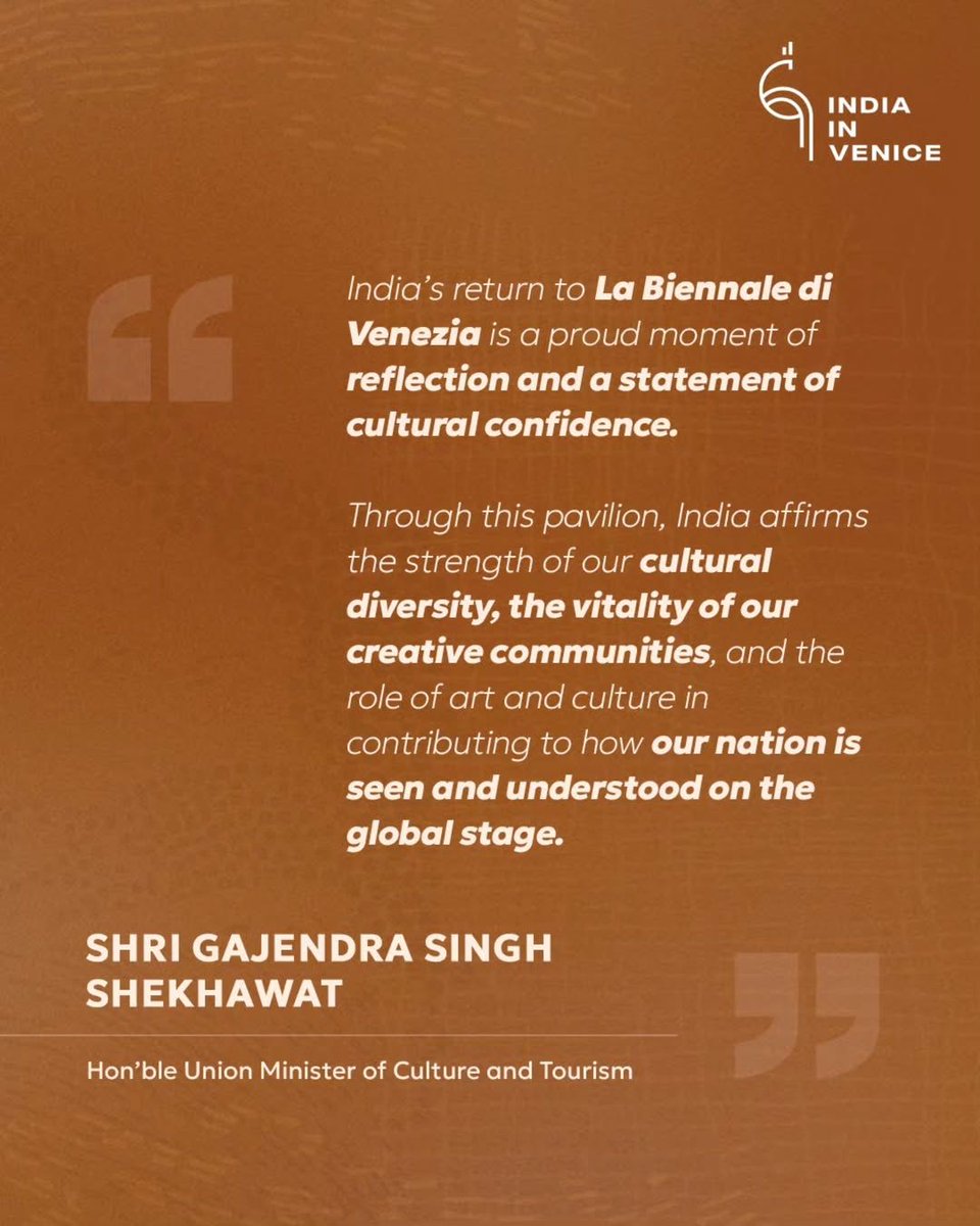 MinOfCultureGoI's tweet image. #DidYouKnow?The India Pavilion's presence at the 61st International Art Exhibition - La Biennale di Venezia marks India's return to the international art exhibition after a seven-year gap. 

The theme of the pavilion 'Geographies of Distance: Remembering Home' reflects the