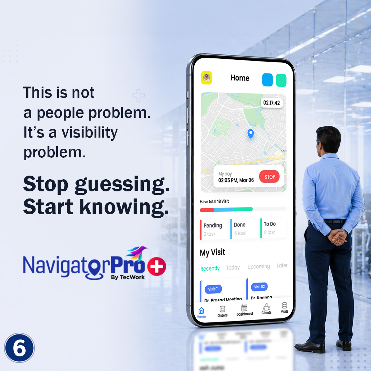 NavigatorPr0's tweet photo. Field reports say one thing. Reality says another.
This carousel shows the gap between reported work and actual field activity. 
Track visits, routes, reporting, and productivity in real time with NavigatorPro Pharma.

#PharmaSales #MR #FieldForce #NavigatorProPharma https://t.co/G5lFPI7Vip