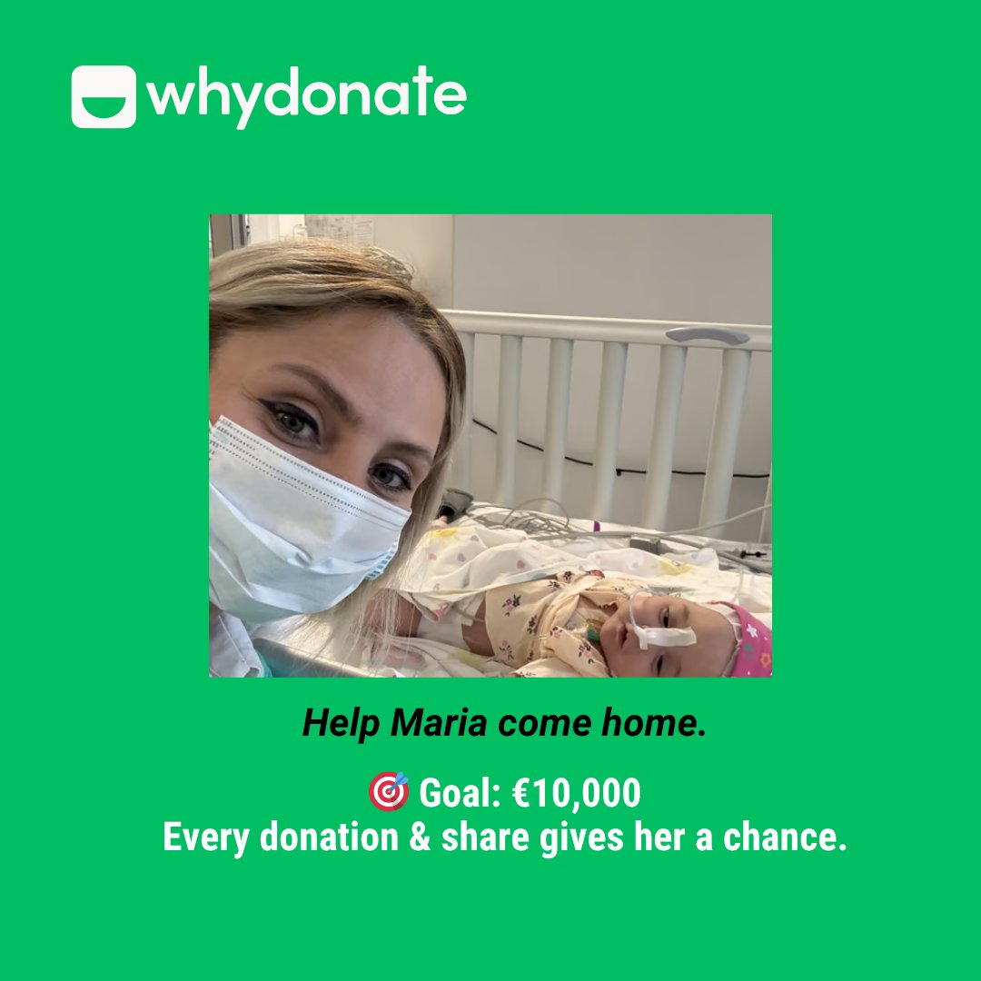 whydonate's tweet image. Maria has never known life outside a hospital.
She’s been fighting since day one.
🎯 Goal: €10,000
💛 Support her via WhyDonate (0% fees)

👉 Help Maria come home
whydonate.com/fundraising/sh…

#HelpMaria #WhyDonate #MedicalFundraiser