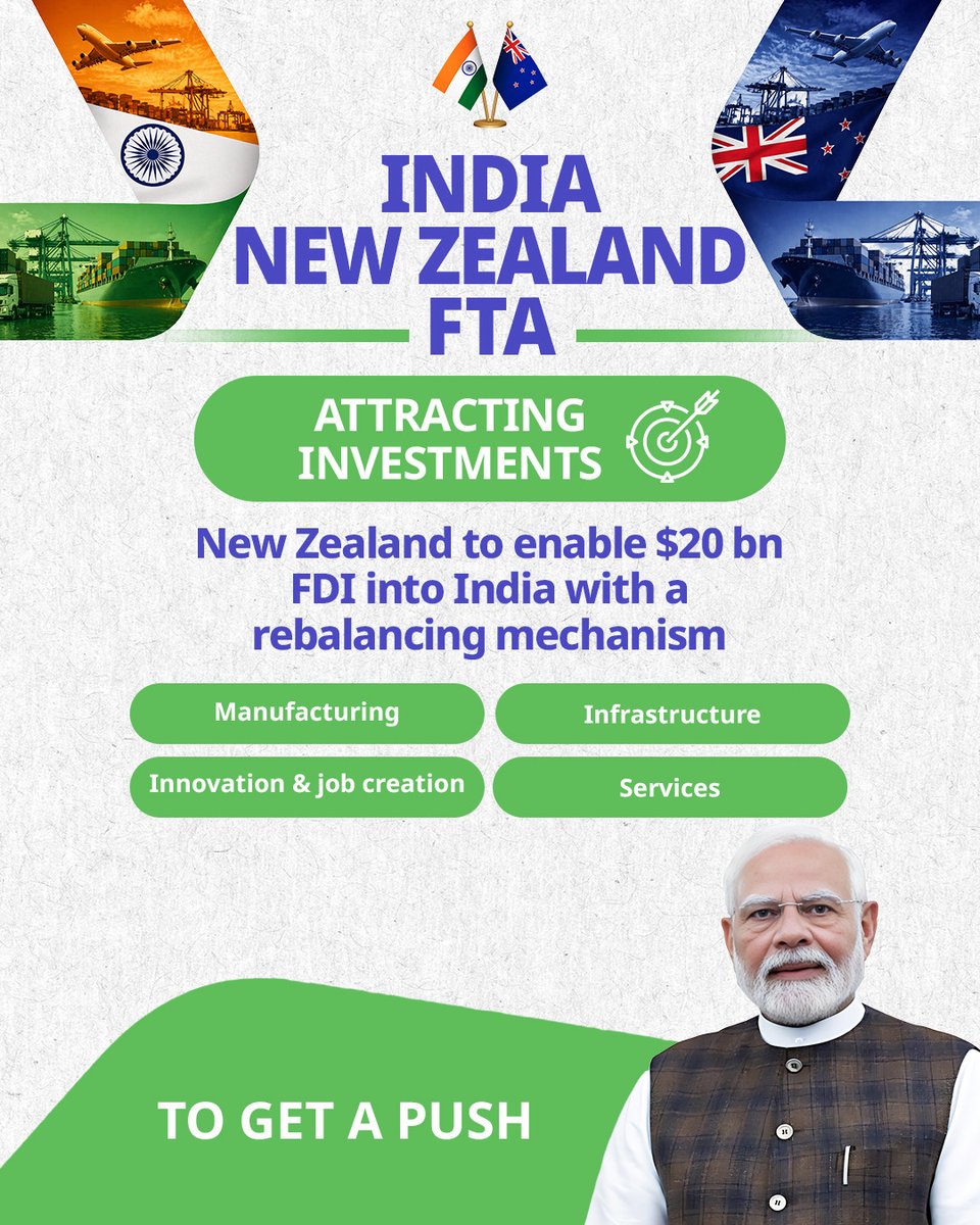 airnews_kannada's tweet image. ಭಾರತದ ಆರ್ಥಿಕತೆಗೆ ಭಾರಿ ಉತ್ತೇಜನ ನೀಡುವ ದೃಷ್ಟಿಯಿಂದ, ಭಾರತ ಮತ್ತು ನ್ಯೂಜಿಲೆಂಡ್ ನಡುವಿನ ಮುಕ್ತ ವ್ಯಾಪಾರ ಒಪ್ಪಂದವು (FTA) ಮುಂದಿನ 15 ವರ್ಷಗಳಲ್ಲಿ ಸುಮಾರು 20 ಬಿಲಿಯನ್ ಡಾಲರ್ ದೀರ್ಘಕಾಲೀನ ಹೂಡಿಕೆಗೆ ದಾರಿ ಮಾಡಿಕೊಡಲಿದೆ.

#IndiaNZFTA #Investment #Growth #EconomicPower #PiyushGoyal #ModiSarkar