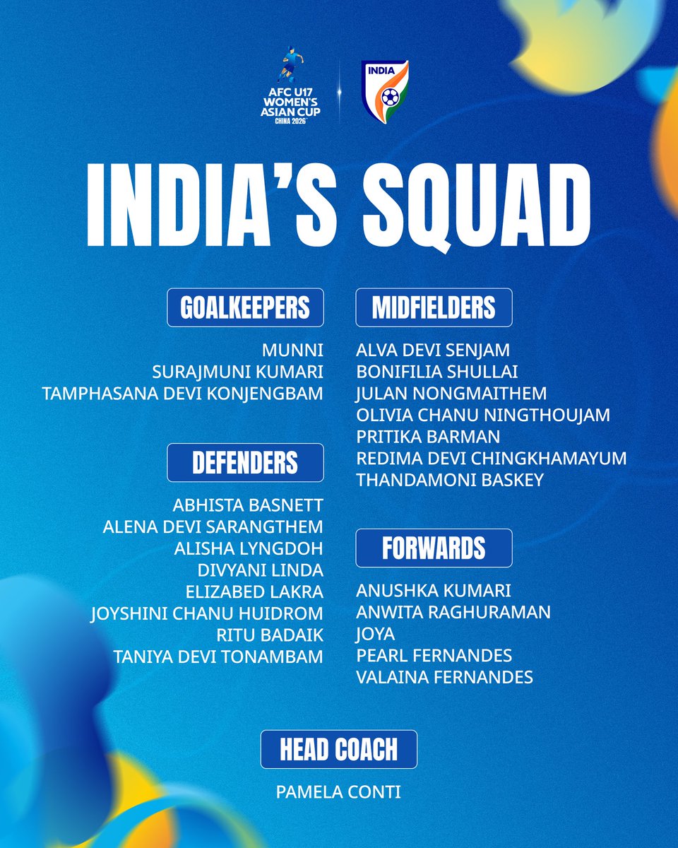 IndianFootball's tweet image. 23 #YoungTigresses ready to roar. 🐯
This is India's squad for #U17WAC 🇮🇳

More details 🔗 bit.ly/4u6gJD7

#AsiaDream #IndianFootball