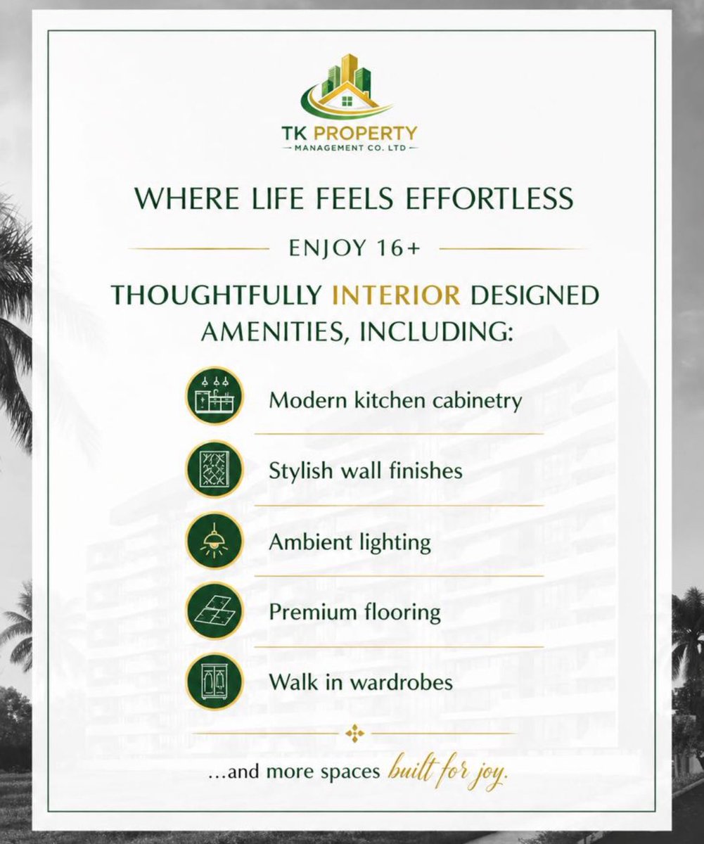 tibzkarts2's tweet image. Monday sets the tone for how you live.
Why not start it in a space designed for comfort, style and ease?

At @Tkproperty2 we don’t just offer homes, we deliver thoughtfully designed interiors that elevate everyday living.

#lnteriordesign #Propertymanagement